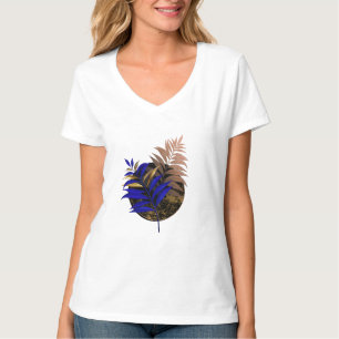 Blue fern on black circle T-Shirt