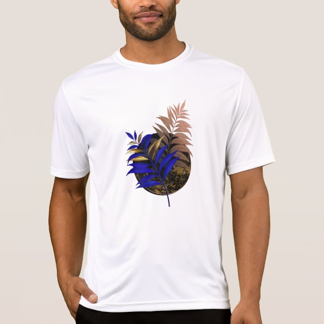 Blue fern on black circle T-Shirt (Front)
