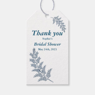 Blue fern Wedding Bridal Shower Favour Gift Tag