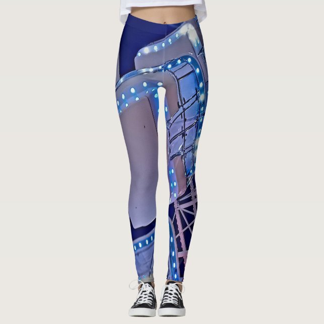Blue Ferris wheel Leggings (Front)