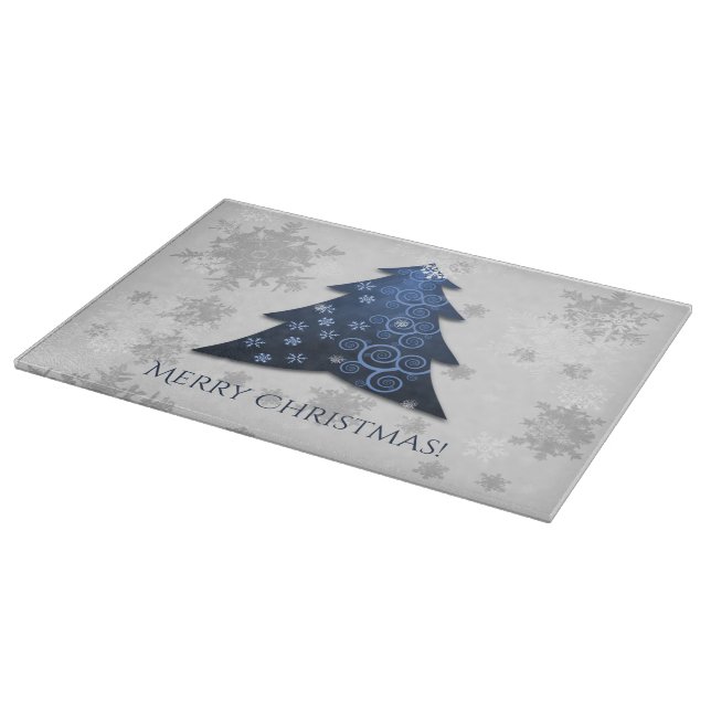 Blue Festive Christmas Tree Cutting Board (Corner)