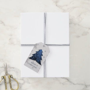 Blue Festive Christmas Tree Gift Tag
