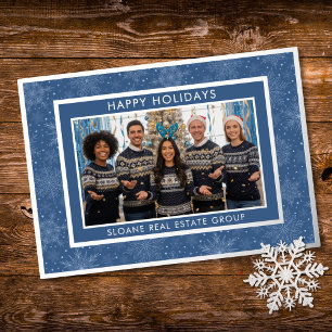 Blue Festive Snowflakes Happy Holidays Photo