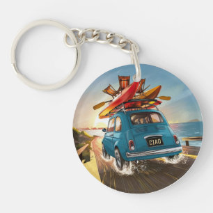 Blue Fiat Car Key Ring