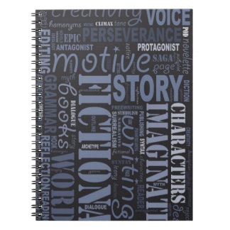 Blue Fiction Writer's Word Art Notebook