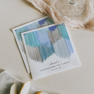 Blue Fiesta Modern Fringe Bachelorette Party Napkin