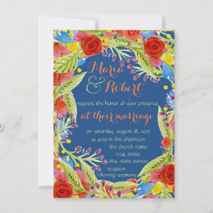 Blue Fiesta Wedding Invitation