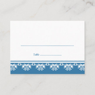 Blue filigree border wedding escort place card