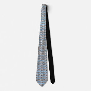 Blue Filigree Cross Pattern Design Tie