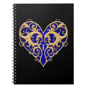 Blue Filigree Heart Notebook