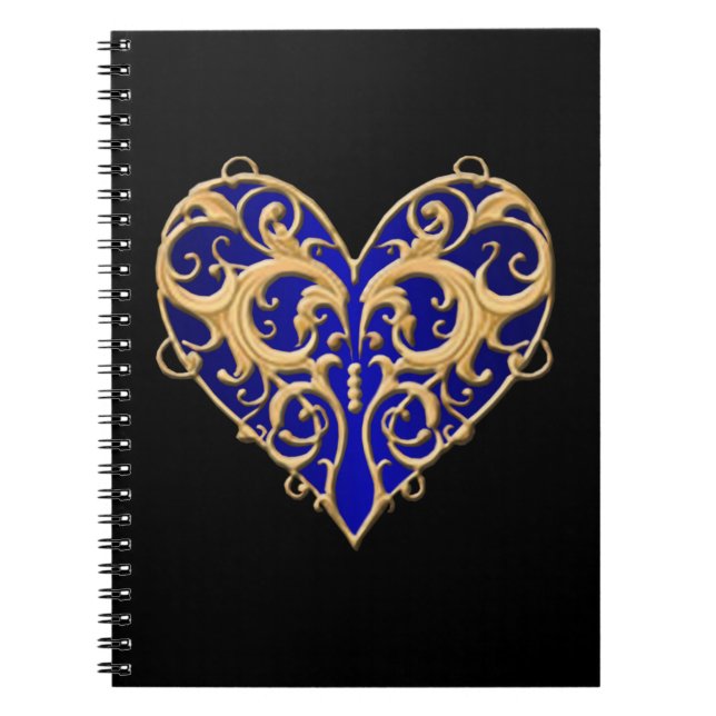 Blue Filigree Heart Notebook (Front)