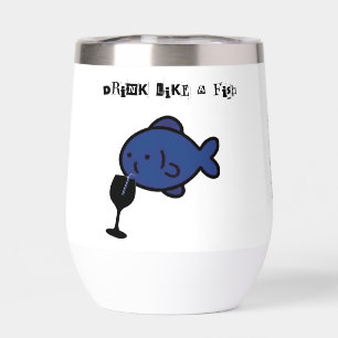 BLUE FIN funny drinking blue fish 11-ounce
