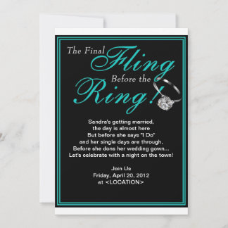 Blue Final Fling Bachelorette Party Invitation