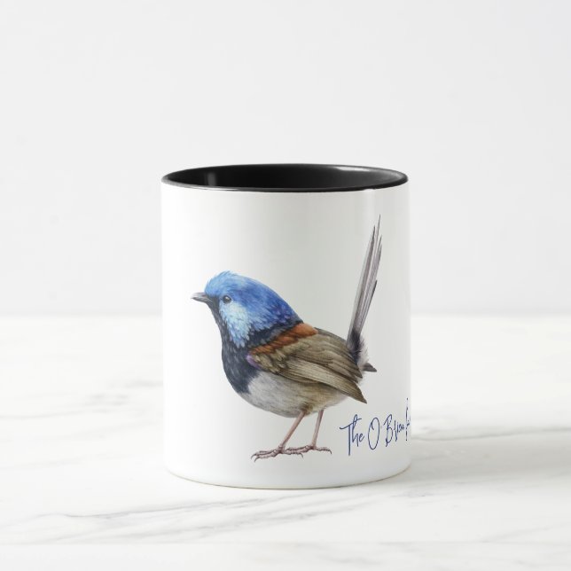 Blue Finch Bird customizable  Mug (Center)