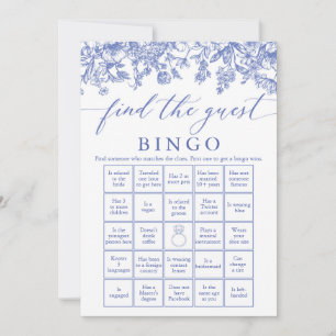 Blue Find the Guest Bingo Bridal Shower Game Invitation