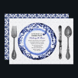 Blue Fine Dining Dinner Party Invitation<br><div class="desc">Perfect for dinner parties or any event where fine dining is involved!</div>