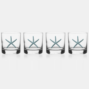 Blue Finger Starfish Whiskey Glass