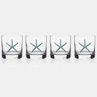 Blue Finger Starfish Whiskey Glass
