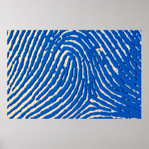Blue fingerprint magnified poster