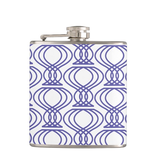 Blue Finial Pattern Hip Flask (Front)