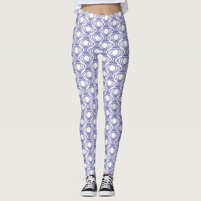 Blue Finial Pattern Leggings (Front)