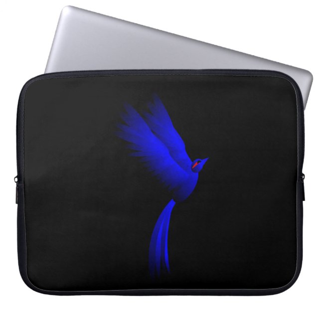 Blue Fire Bird Laptop Sleeve (Front)