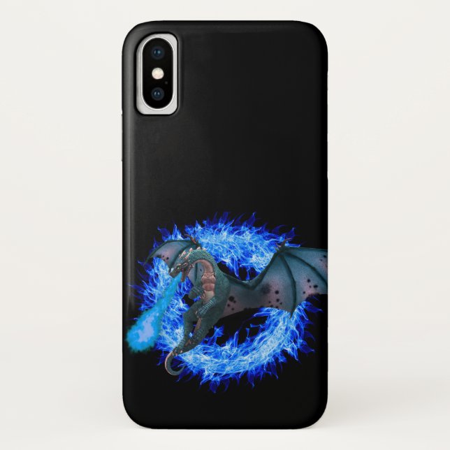 Blue Fire Dragon Flames Fantasy Case-Mate iPhone Case (Back)