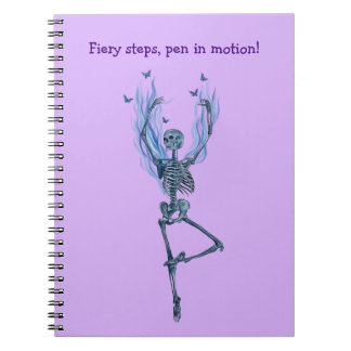 Blue Fire Flames Ballerina Dancing Skeleton Purple Notebook