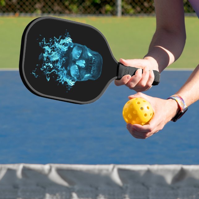 Blue Fire Flaming Skull Pickleball Paddle (Insitu)