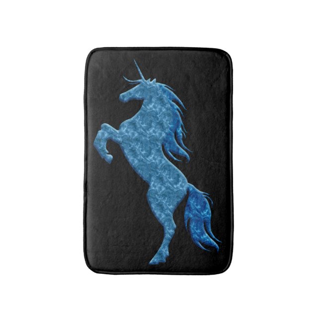 Blue Fire Rearing Unicorn Bath Mat (Front Vertical)