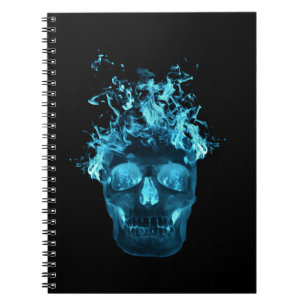 Blue Fire Skull Spiral Notebook
