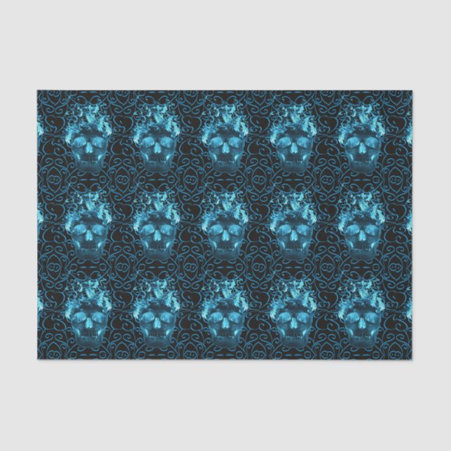 Blue Fire Skull Tissue Paper (Front)