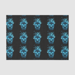 Blue Fire Skull Tissue Paper