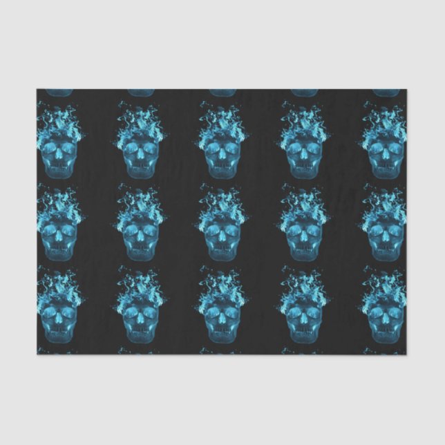 Blue Fire Skull Tissue Paper (Front)