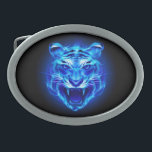 Blue Fire Tiger Face Oval Belt Buckle<br><div class="desc">Blue Fire Tiger Face</div>