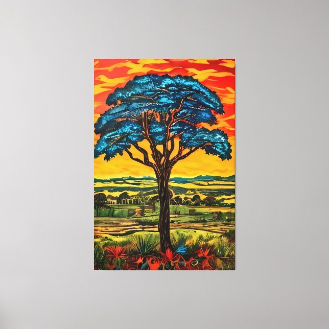 Blue Fire Tree Canvas Print (Front)