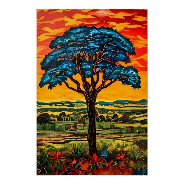 Blue Fire Tree Poster (Front)