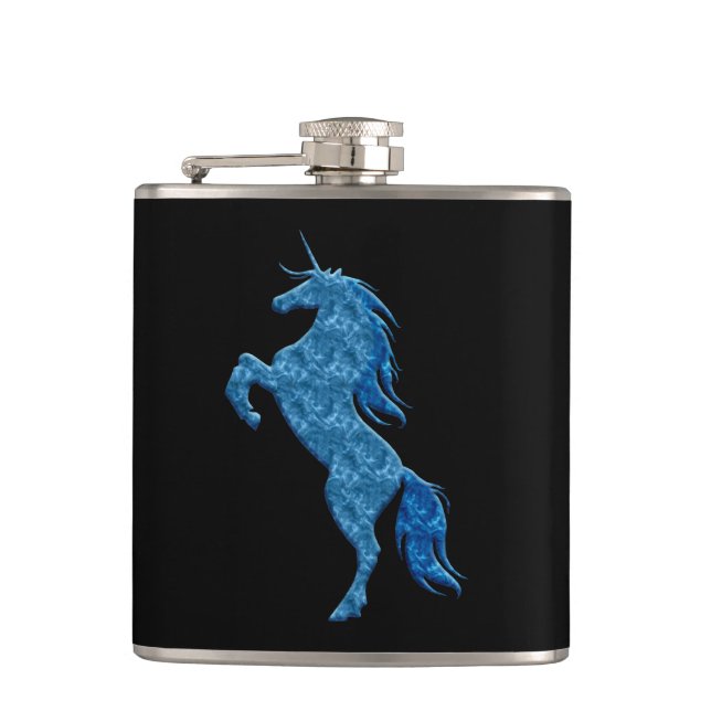 Blue Fire Unicorn Flask (Front)