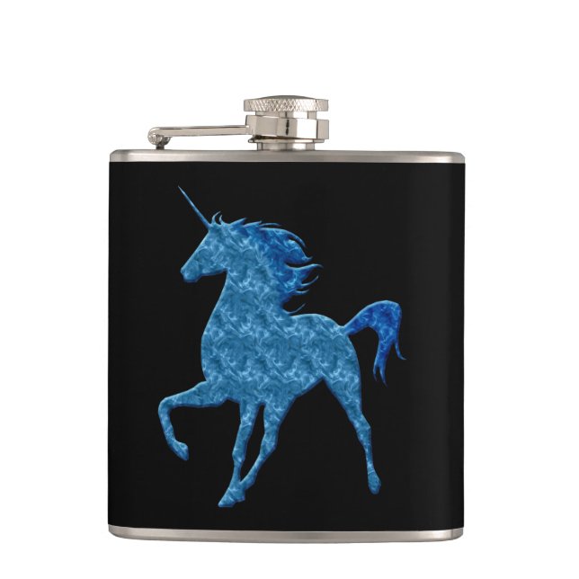 Blue Fire Unicorn Flask (Front)