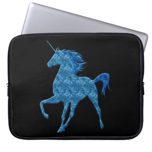 Blue Fire Unicorn Laptop Sleeve