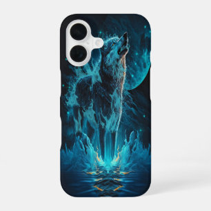 Blue Fire Wolf iPhone 16 Case