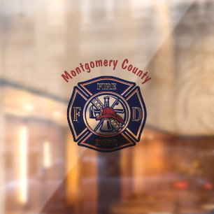 Blue Firefighter Badge Logo  