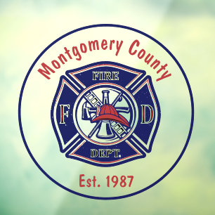 Blue Firefighter Badge Logo Custom