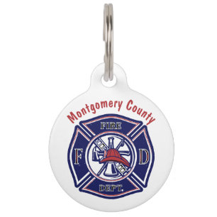Blue Firefighter Badge Logo Personalised  Pet Tag