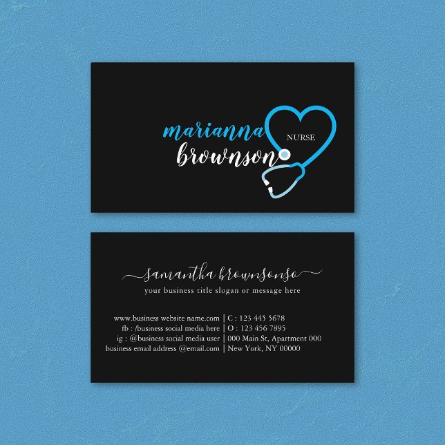 Blue First Aid Nurse and Doctor Design Business Card (Creator Uploaded)