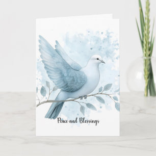 Blue First Communion Congratulations Wishes Dove Card