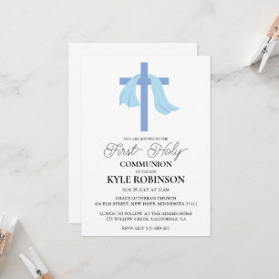 blue first communion invitations