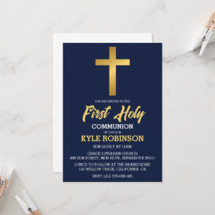 blue first communion invitations