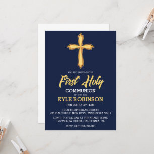 blue first communion invitations