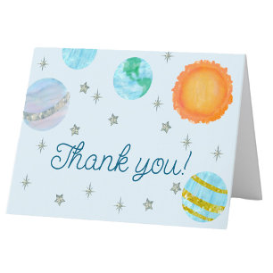 Blue First Trip Around The Sun Boy 1st Birthday  Thank You Card